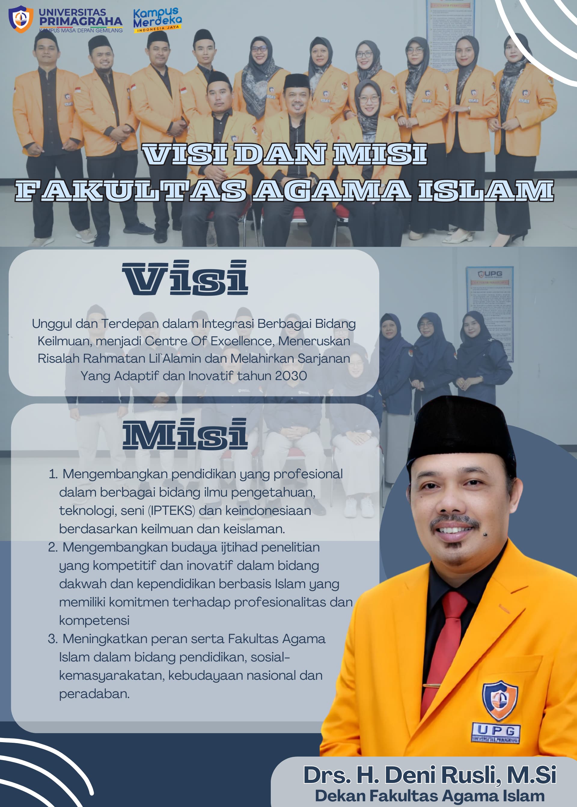 Visi dan Misi Fakultas Agama Islam Universitas Primagraha
