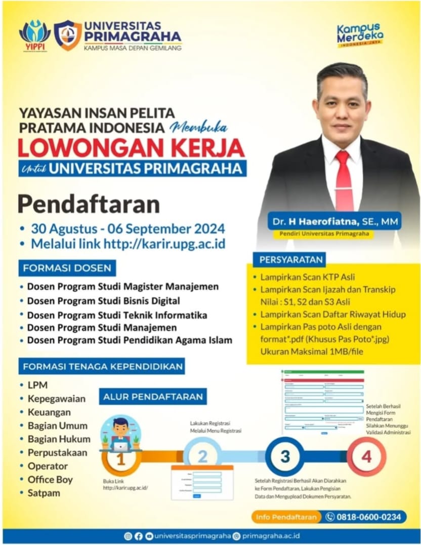 Berikut Alur Rekrutmen Dosen, Serta Karir Universitas Primagraha